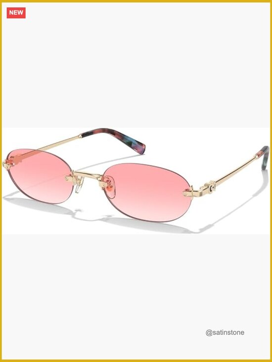 Rimless Oval Sunglasses with Metal Frame & Acetate Arms - UV400 Protection main image 5